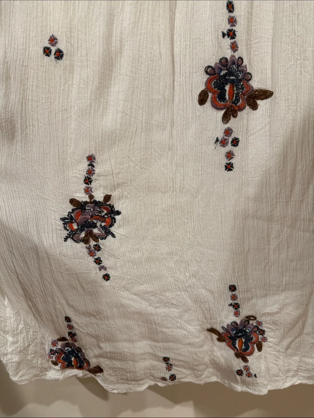 Free People White Embroidered Long-Sleeve Tunic Dress
